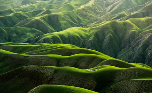 Lush green hills in the Americas